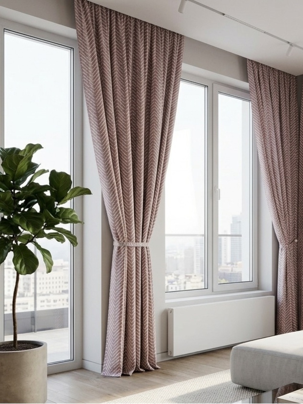 Set 2 Target Room Essentials Light Brown Herringbone Chevron Curtains Drapes 84"